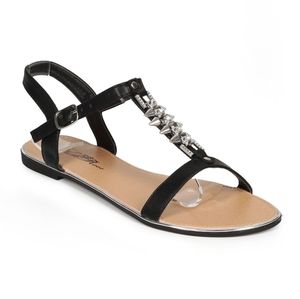 Wild Rose Spike T-strap Flat Sandal